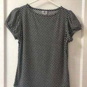 Worthington Black & White Silky Polka Dot Blouse